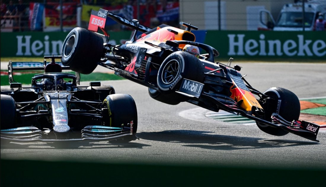 Una imagen que asusta: el golpe entre Hamilton y Verstappen en Súper Slow