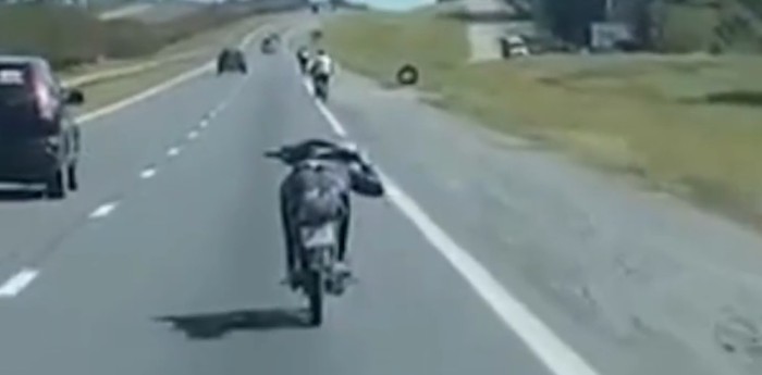 VIDEO: Imprudencia total: manejó a más de 100km /h acostado sobre su moto y se hizo viral