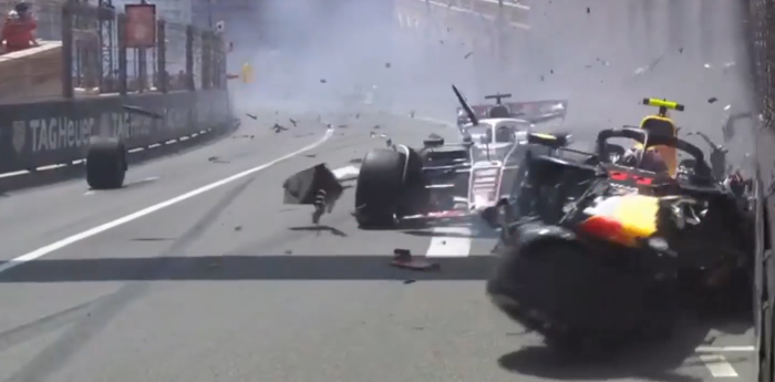 F1: Checo Pérez destrozó su Red Bull en un fuerte choque contra los dos Haas en Mónaco