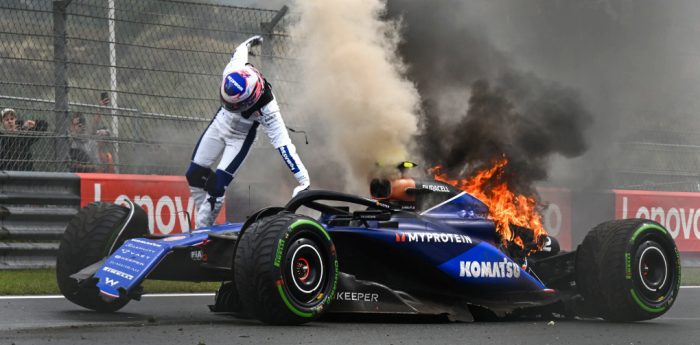 F1: fuerte accidente e incendio en el Williams de Sargeant en Países Bajos