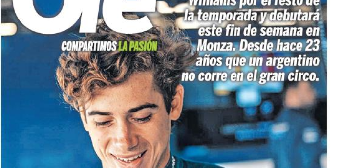 Galería: F1: Franco Colapinto, en la tapa de los diarios más importantes del país