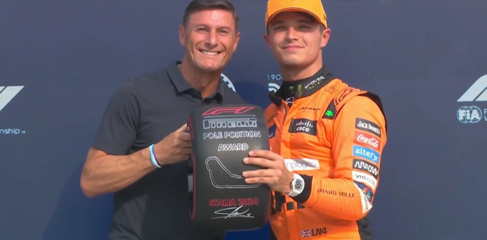 F1: el Pupi Zanetti le entregó el premio de la pole a Norris en Monza