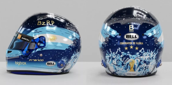 F1: Colapinto estrenará un casco en homenaje a la consagración de la Selección Argentina en Qatar 2022